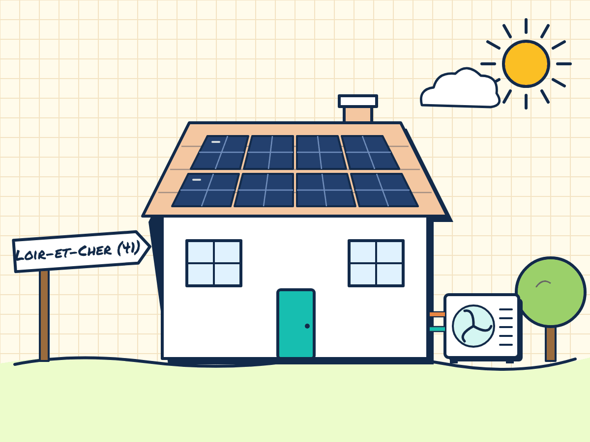 Maison rénovée dans le Loir-et-Cher avec panneaux solaires et pompe à chaleur